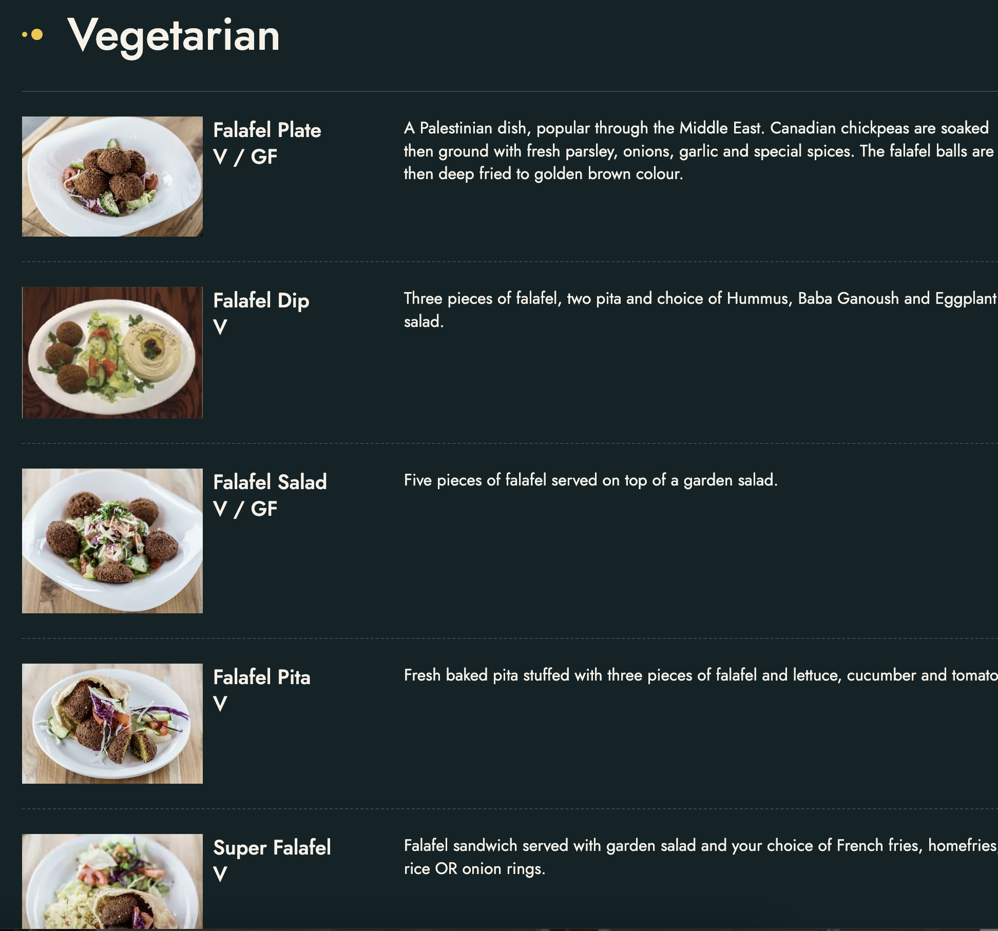 vegetarian menu montfort